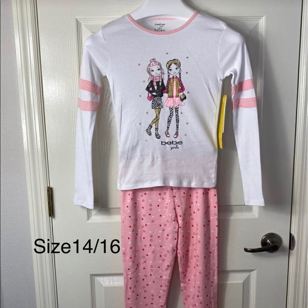 BEBE Girls Size 14/16  - 2 Pc Star Print Pajama Pants Set